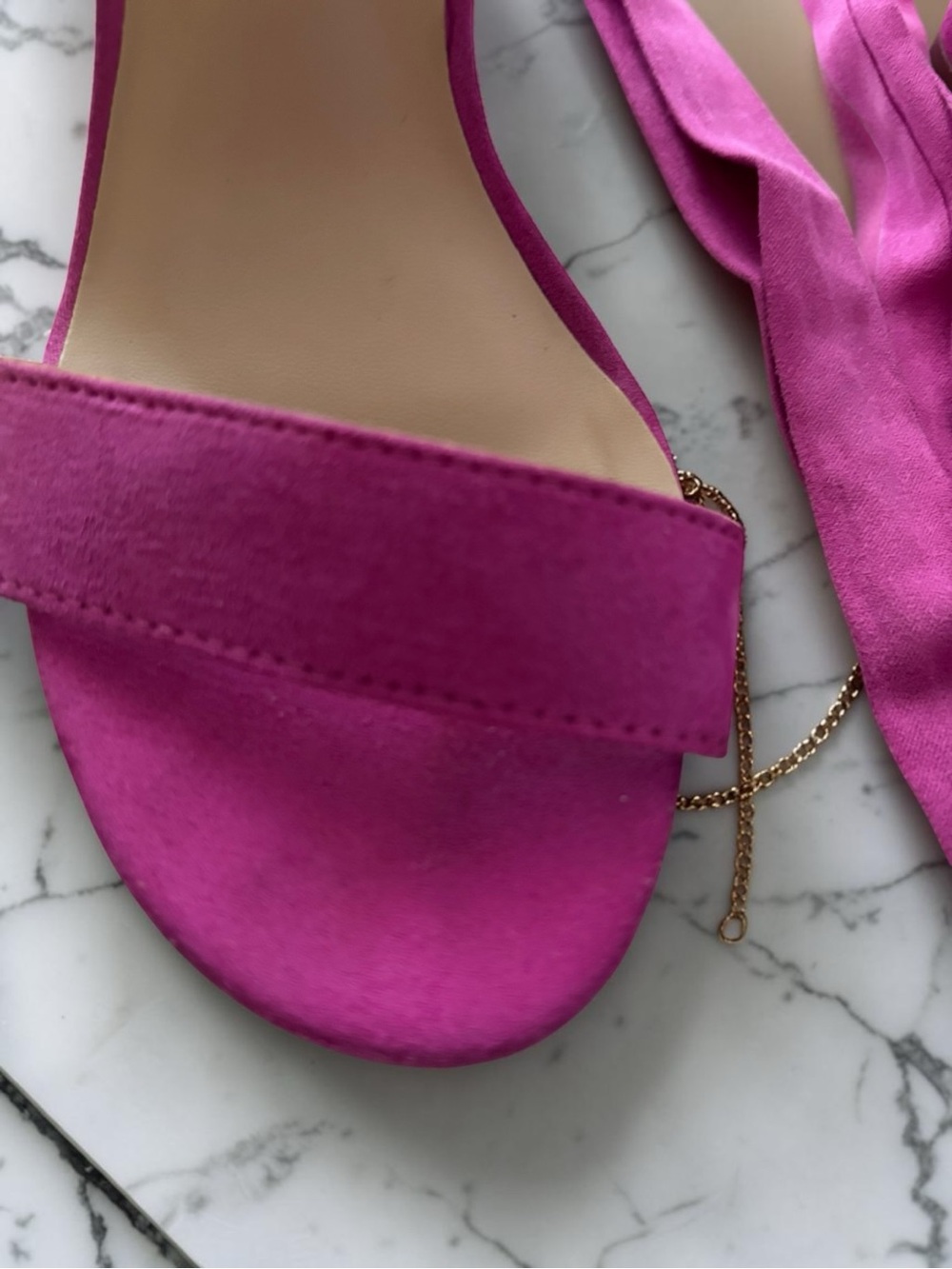 Lulus Hot Pink Wrap Tie Block Heel Sandals Size 8 - Picture 3 of 10